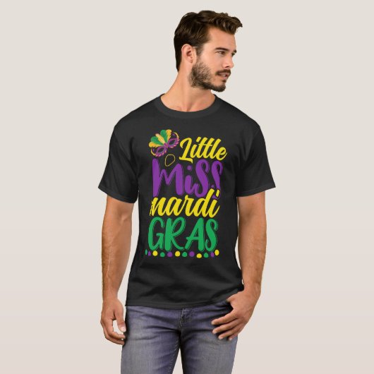 Leuke kleine Miss Mardi Gras 2024 kralen vrouwen m T-shirt (Voorkant volledig)