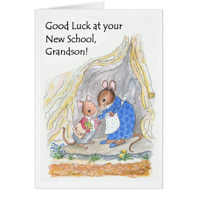 Leuke kleine muis veel geluk nieuwe school kleinzo (Voorkant)