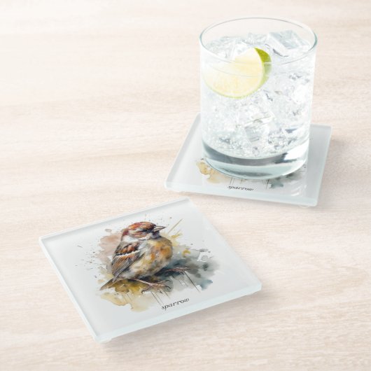 Leuke kleine mus in de waterverf glazen onderzetter (Schuin)