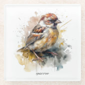 Leuke kleine mus in de waterverf glazen onderzetter (Voorkant)