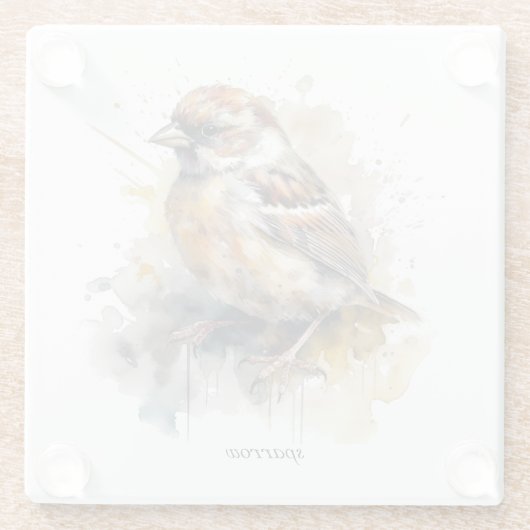 Leuke kleine mus in de waterverf glazen onderzetter (Achterkant)