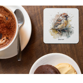 Leuke kleine mus in de waterverf glazen onderzetter