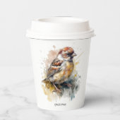 Leuke kleine mus in waterverf, aanpasbaar papieren bekers (Achterkant)