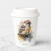 Leuke kleine mus in waterverf, aanpasbaar papieren bekers (Voorkant)