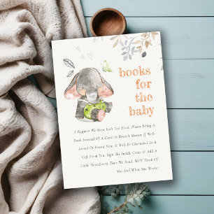 Leuke kleine olifant loof boeken voor Baby shower Informatiekaartje