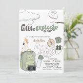 Leuke kleine ontdekkingsreiziger op weg avontuur b kaart (Staand voorkant)