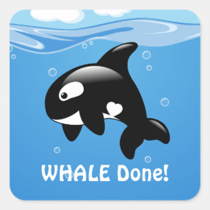 Leuke kleine orka walvis (goed) gedaan vierkante sticker