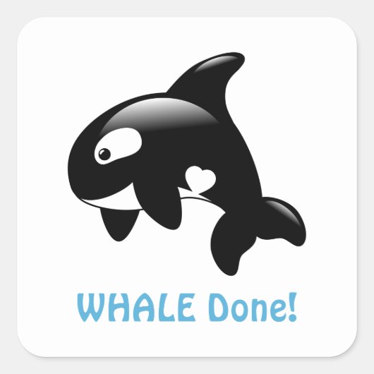 Leuke kleine orka walvis (goed) gedaan vierkante sticker (Voorkant)