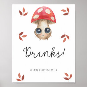 Leuke kleine paddestoel - Drinken Poster