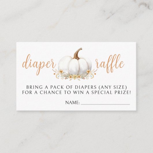 Leuke kleine pompoen baby shower luier verloting k informatiekaartje (Voorkant)