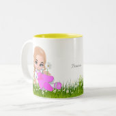 Leuke kleine prinses met bloemen tweekleurige koffiemok (Voorkant links)