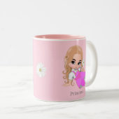 Leuke kleine prinses met Daisy Flower op Roze Tweekleurige Koffiemok (Voorkant rechts)
