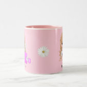 Leuke kleine prinses met Daisy Flower op Roze Tweekleurige Koffiemok (Center)