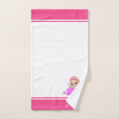Leuke kleine prinses & naam tekst op roze & wit bad handdoek (Handdoek)