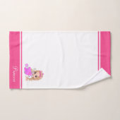 Leuke kleine prinses & naam tekst op roze & wit bad handdoek (Handdoek)
