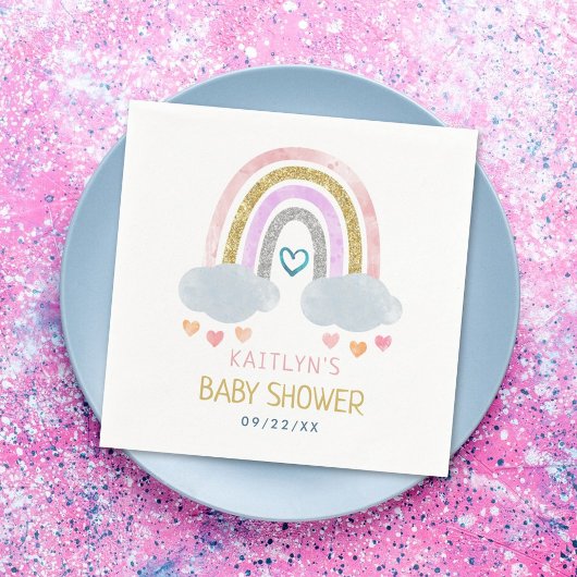 Leuke kleine regenboog Baby shower servetten