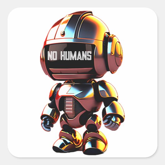 Leuke kleine robot vierkante sticker (Voorkant)