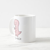 Leuke kleine roze cartoon dinosaurusthee koffiemok (Voorkant links)