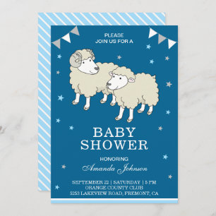 Leuke kleine schaap en lam Baby shower uitnodiging