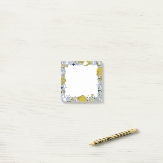 Leuke kleine schoolspullen op post-it® notes (Op bureau)