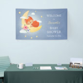 Leuke kleine vos op de maan baby shower spandoek (Beurs)