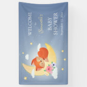 Leuke kleine vos op de maan baby shower spandoek (Verticaal)