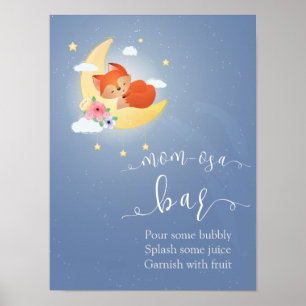 Leuke kleine vos op de maan momosa bar poster