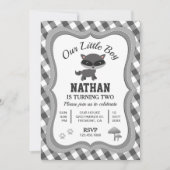 Leuke kleine wasbeer kinderen verjaardag party uit kaart (Voorkant)