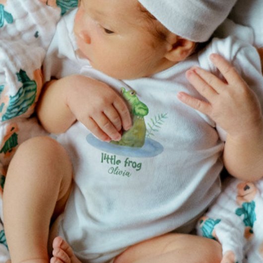 Leuke kleine Waterverf kikker gepersonaliseerd Romper