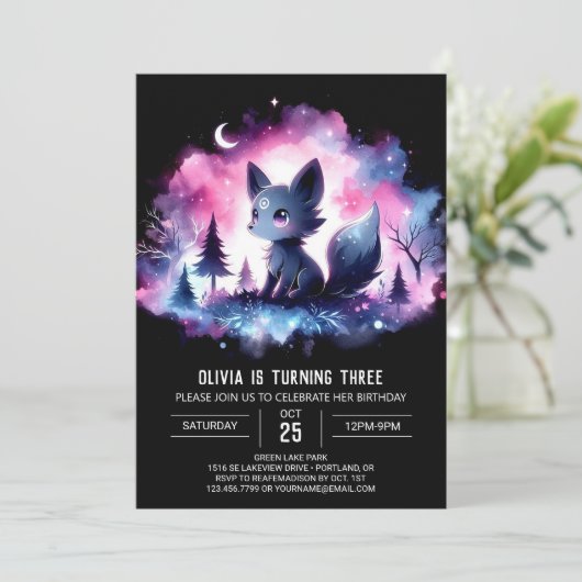 Leuke kleine wolf verjaardag kaart (Staand voorkant)