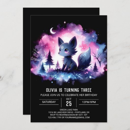 Leuke kleine wolf verjaardag kaart (Voorkant / Achterkant)