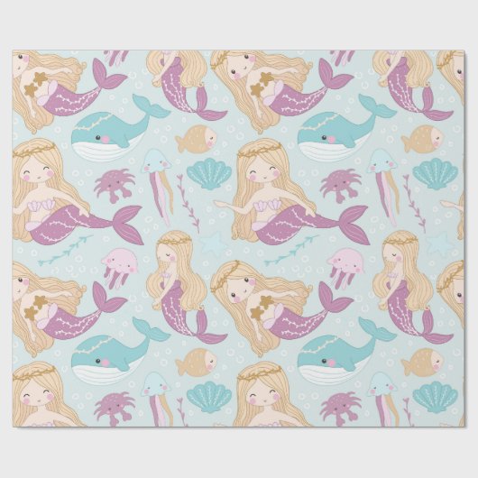 Leuke kleine zeemeermin onder het Zee Cadeaupapier (Vlak)