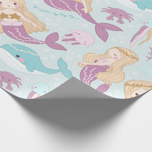 Leuke kleine zeemeermin onder het Zee Cadeaupapier (Hoek)