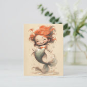 Leuke kleine zeemeermin, schets kunst briefkaart (Staand voorkant)