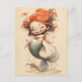 Leuke kleine zeemeermin, schets kunst briefkaart (Voorkant)