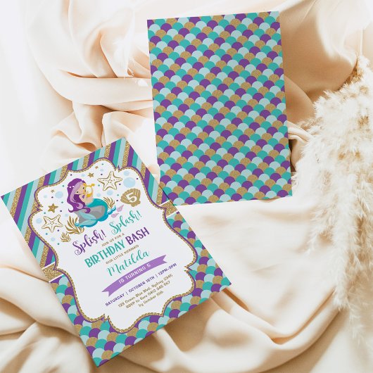 Leuke kleine zeemeermin verjaardags bash onder het kaart