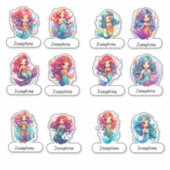 Leuke kleine zeemeerminnen met de naam van het kin sticker (Voorkant)