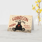 Leuke kleinzoon Valentijn Beer Leuke Inspirivity Kaart (Gele Bloem)