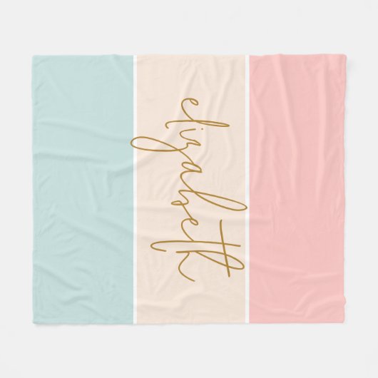 Leuke kleur blok pastel roze geel blauwe streep fleece deken (Voorkant (Horizontaal))
