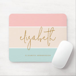 Leuke kleur blok pastel roze geel blauwe streep muismat