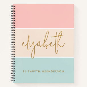 Leuke kleur blok pastel roze geel blauwe streep notitieboek