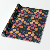 Leuke kleur Citrus Grapefruit Sinaasappel Bladeren Cadeaupapier (Uitgerold)