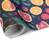 Leuke kleur Citrus Grapefruit Sinaasappel Bladeren Cadeaupapier (Rol Hoek)