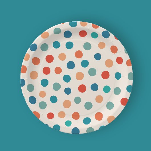 Leuke kleur Polka Dots Kids Verjaardag Papieren Bordje