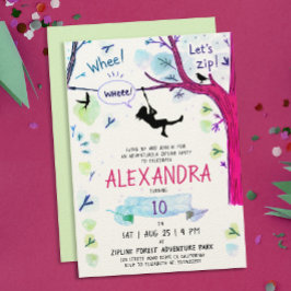 Leuke Kleur Ziplining Meisje Outdoor Bday Waterver Kaart