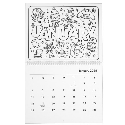 Leuke kleurkalender kalender (Jan 2026)