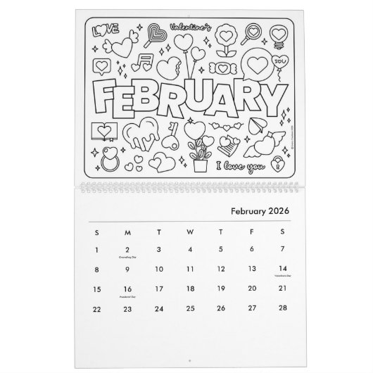 Leuke kleurkalender kalender (Feb 2026)