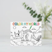 Leuke Kleurplaat van een Dinosaurus  Briefkaart (Staand voorkant)