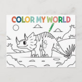 Leuke Kleurplaat van een Dinosaurus  Briefkaart (Voorkant)