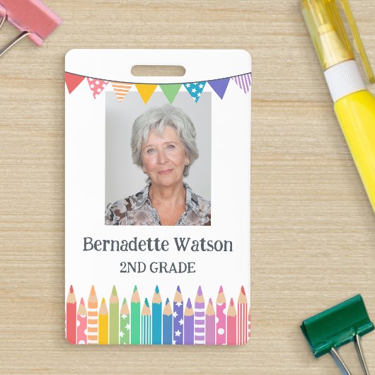 Leuke Kleurpotloden School Docent ID Badge
